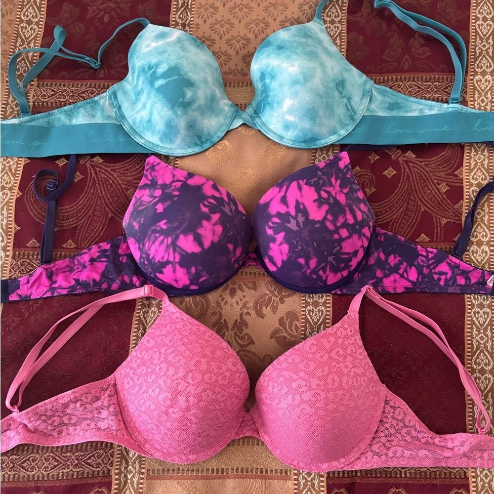 Donated - 3 Bras PINK by Victoria's Secret - Underwire 34C
